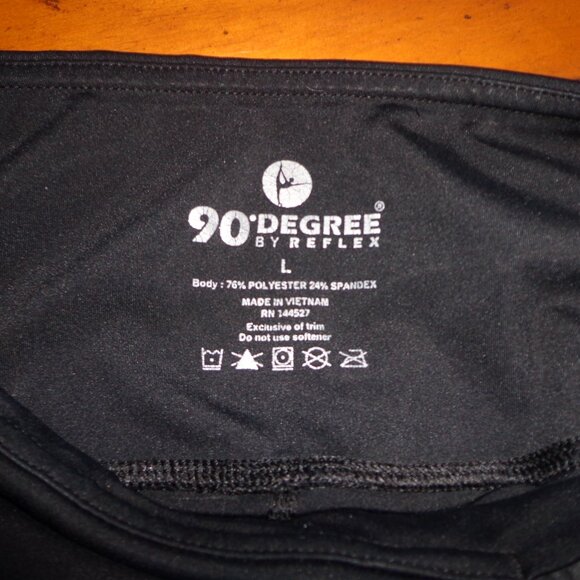 90° DEGREE BY REFLEX Leggings L Black Side Pockets Stretchy Surge Stitching - Picture 3 of 15